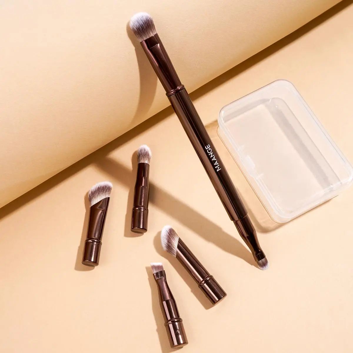 MAANGE Detachable Replacement Brush Head Makeup Brush Set, Cosmetic Brushes, Face Makeup Brushes, 1 Set Portable Mini Double-ended Travel Makeup Brush, Dual Ended Brushes, Double Sided Brushes, Compact Professional Makeup Tools for Women, Christmas Gift