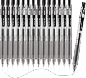 Shuttle Art Black Gel Pens, Ink Glide Series 15 Pack Retractable 0.5Mm Fine Point Rollerball Gel Ink Pens Quick Drying Waterproof Smooth Writing with Comfortable Grip for Office School and Home