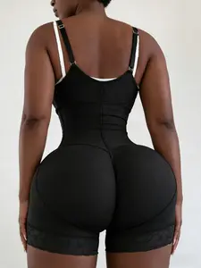 1 Count Women's High Stretch Fabric Comfortable Body Shaper, Fajas, Tight Fitting Colombian Shapewear, Butt Enhancing Abdomen Smoothing Bodysuit, Adjustable Hook & Eye Closure Tummy Control Lace Detail Jumpsuit, Elegance, Womenswear, Underwear