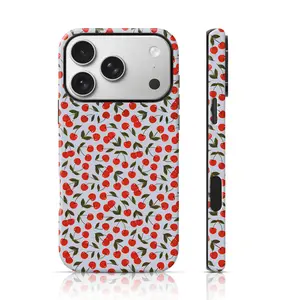 Red Cherry Phone Case for iPhone 17 Pro Max/16 Pro/15Pro Max 15/14/13/12Max & Samsung S25 Ultra All Models, Double-Layer TPU Shockproof Protective Cover (Vintage Fruit Print)