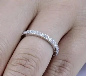 Janefashions 925 STERLING CZ SILVER HALF ETERNITY WOMEN'S WEDDING BAND RING SIZE 2.5-15 S3894