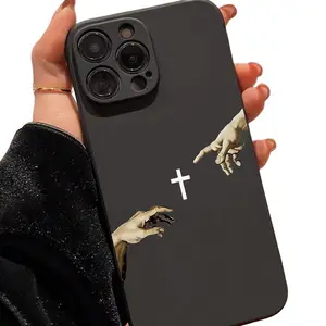 Creative Cross Pattern Phone Case, Anti-drop Shockproof Smartphone Protective Cover, Phone Accessories Suitable for IPhone 11 12 13 14 15 16 Pro Max, Cellphone Protector, Black