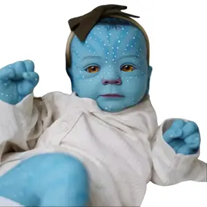 19-Inch Avatar Reborn Newborn Cuddly Doll - Realistic Hand-Painted Hair, Light-Up Body, Feeding Accessories, Gift-Ready Soft Stuffed Toy Set
