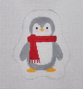 Red - Scarfed Penguin Needlepoint Ornament