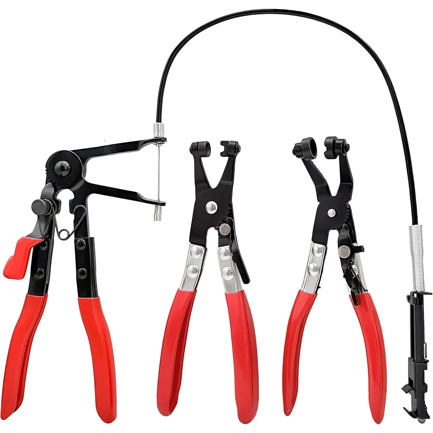3Pcs Hose Clamp Pliers,Remover Kit with Long Reach Wire Spring Hose Clamp Pliers for Automotive Coolant Radiator Heater and Water Hose with Band Flat or Large Clamps Heavy Duty Hardware Industrial