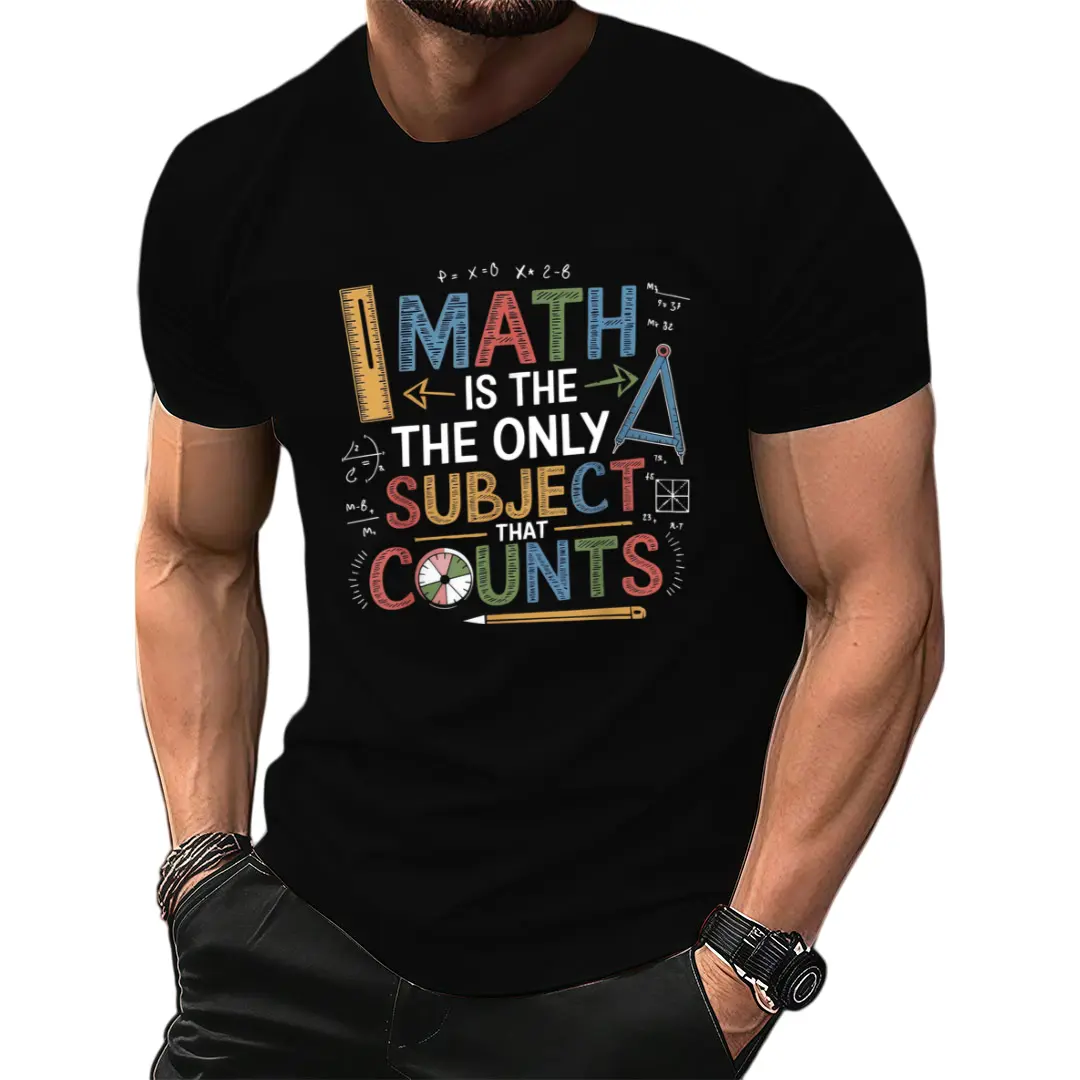 Funny Math Teacher Mathematician Subject Mathematics Joke TShirt Men's Size Black Machine Washable Round Neck 1pc Suitable for Running Sports Parties Competitions PLUS SIZE Parties Beach & Sports Outdoor Clothing|All-Season Casual Wear