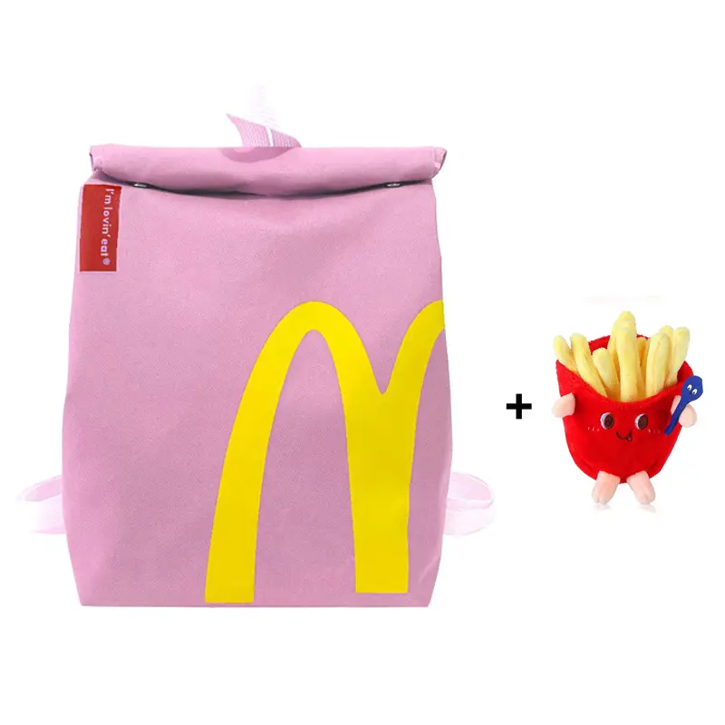 Cute Classic Retro Backpack Bag Funny Set Creative Imitate Paper Backpack Large Capacity Canvas Bag+Hanging piece