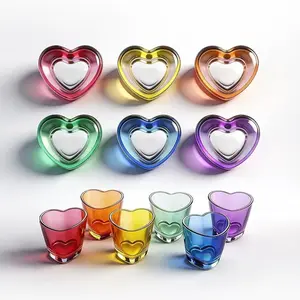 12/24 Pack Colorful Shot Glasses, 1.5 oz Heavy Base Shot Glasses Set, Heart Shaped Shot Glasses Set, Tequila Cups Small Glass, Shot Glasses for Whiskey, Vodka, Spirits & Liquors, Mother's Day Decor