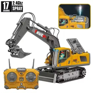 1:18 17 Channels RC Excavator Dumper Car Remote Control Dump Truck with 2.4G Remote, 680 Degrees Remote Control, Colorful Features & Gifts for Boys