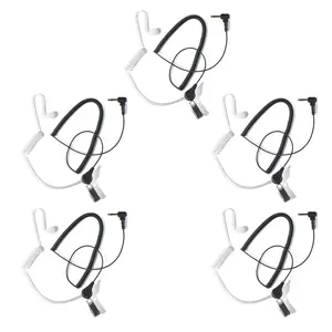 3.5mm Receiver/Listen Only Surveillance Headset Earpiece with Clear Covert Acoustic Coil Tube Earpiece Compatible with Walkie Talkie Transceivers and Radio Speaker Mics Jacks for Security, Police and Law Enforcement Use(5 Pcs)