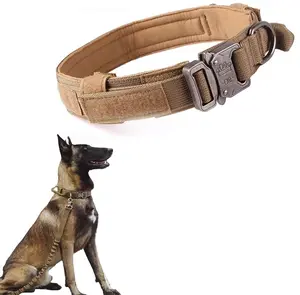 Tactical Dog Collar Heavy Duty Adjustable Personalized with Handle and Metal Buckle for Military Police Training Soft Padded Lining Quick Release Breeds Border Collies