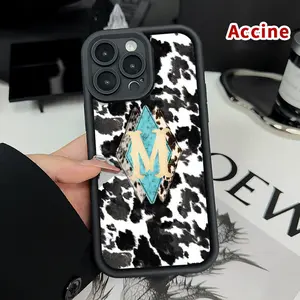 Case for iPhone 16 Pro Max 15 Plus 14 13 12 11 XR E XS Cowhide Monogram Magic Pocket-Friendly Shockproof Silicone Protective Softcase