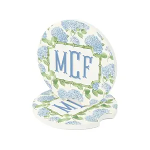 [BUY 2 SAVE 50%] Blue Hydrangea Car Coasters: Personalized Soapstone Auto Accessories