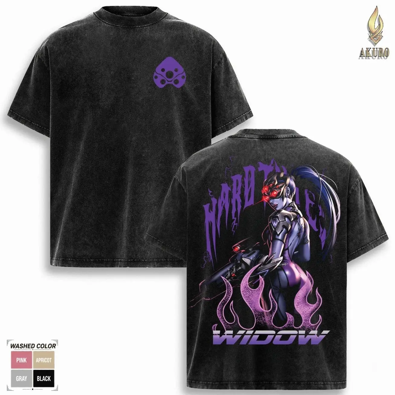 Widowmaker Overwatch Shirt, Overwatch Graphic Tee, Widowmaker T Shirt, Vintage Washed Oversized T Shirt, Soft Cotton Gaming Streetwear, Double Sided Menswear Top F3R