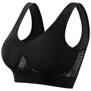 Comfortable Shockproof Quick-Dry Fitness Anti-sagging Upper Collection Soft Support High-strength Plus Size Women's Seamless Breathable Push-Up Yoga Vest Criss Cross Backless Sport Bra with 3D Stretch Technology & V-Neckline