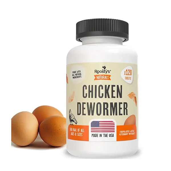 Natural Chicken Dewormer Capsules, All-Natural Poultry Wormer for Chickens, Supports Egg Production & Feather Health, Easy Daily Supplement, USA Made, 120 Capsules