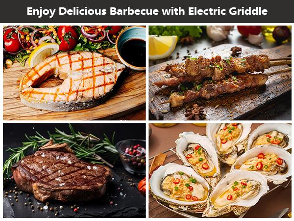 Pukomc Electric Indoor Grill,2 in 1 Indoor Grills for Kitchen with Grill Net & Non-Stick Cooking Removable Plate, Temperature Control, Dishwasher Safe, 1500W Smokeless barbecue Universal Griddle Pukomc Electric Indoor Grill,2 in 1 Indoor Grills for Kitchen with Grill Net & Non-Stick Cooking Removable Plate, Temperature Control, Dishwasher Safe, 1500W Smokeless barbecue Universal Griddle