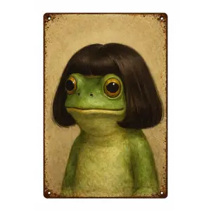 Whimsical Frog Portrait Canvas Art - Funny Cottagecore Room Decor & Quirky Animal Wall Print for Eclectic Homes and Rustic Interiors - Decorative, Religious