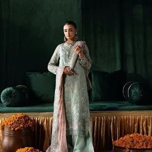 Elegant Ice Blue Chiffon Suit