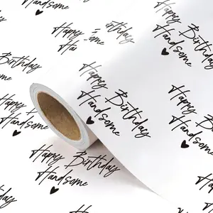 Birthday Wrapping Paper for Men - Mini Roll - 17 Inch x 16.5  - Happy Birthday Handsome Design for Special , Boyfriend, Husband