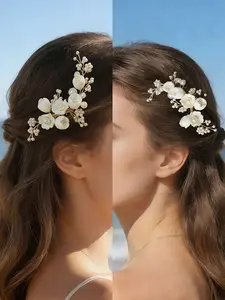 Bride Headpiece Pearl Rhinestone Hair Comb Handmade Reverse Combs Ancient Style Photo Shoot Hair Accessory Crystal Updo Comb