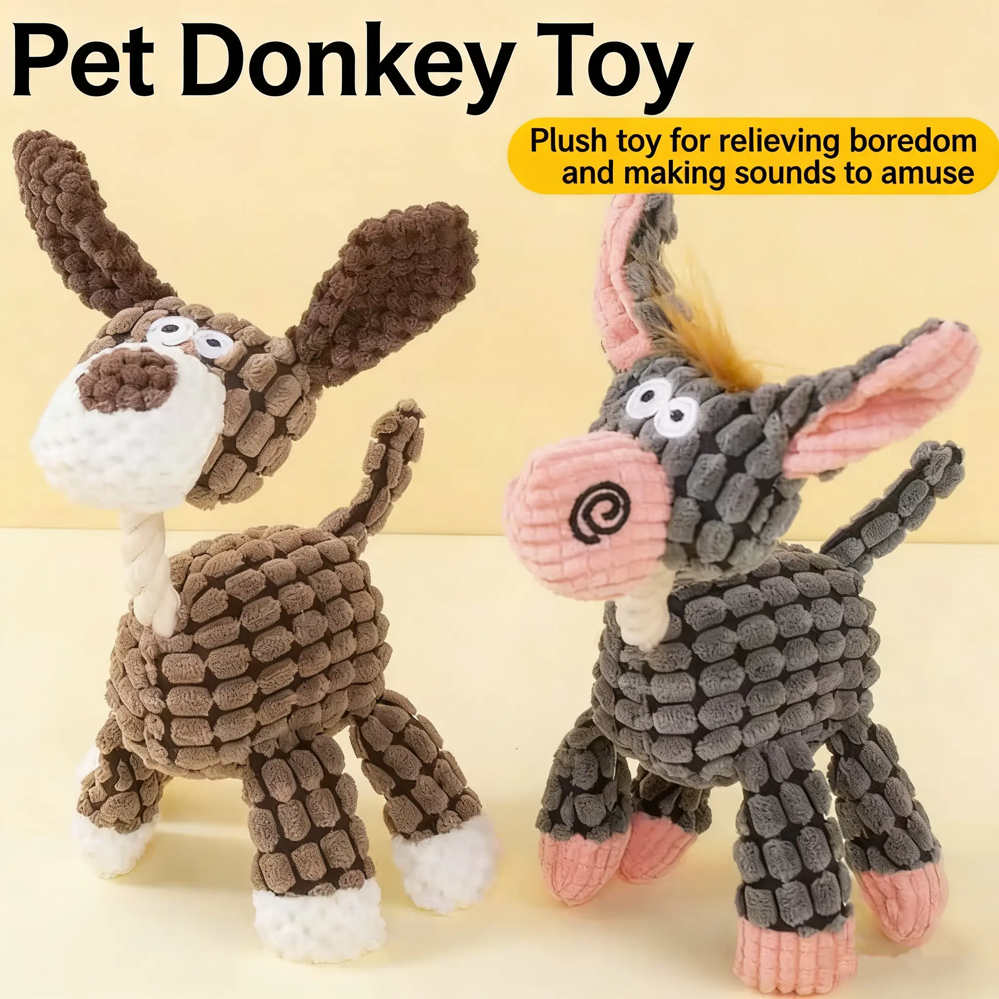 Cute Donkey Shaped Plush Dog Toy, Durable Dog Chew Toy, Pet Interactive Toy, Dog Teething Toy, Dogs Teeth Cleaning Toy, Pets Chewing Toy, Christmas Gift