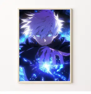 Jujutsu Kaisen Anime Poster - Gojo Satoru Intense Blue Energy Wall Art - Home Decor