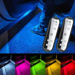 Warning LED lights, colorful door lights, high brightness lighting, touch lights, multi-color neon lights, 5V upgrade, 8-wick USB rechargeable, multiple lighting modes, suitable for car/door decoration, Car Light Embellishments, Auto Decorative Light