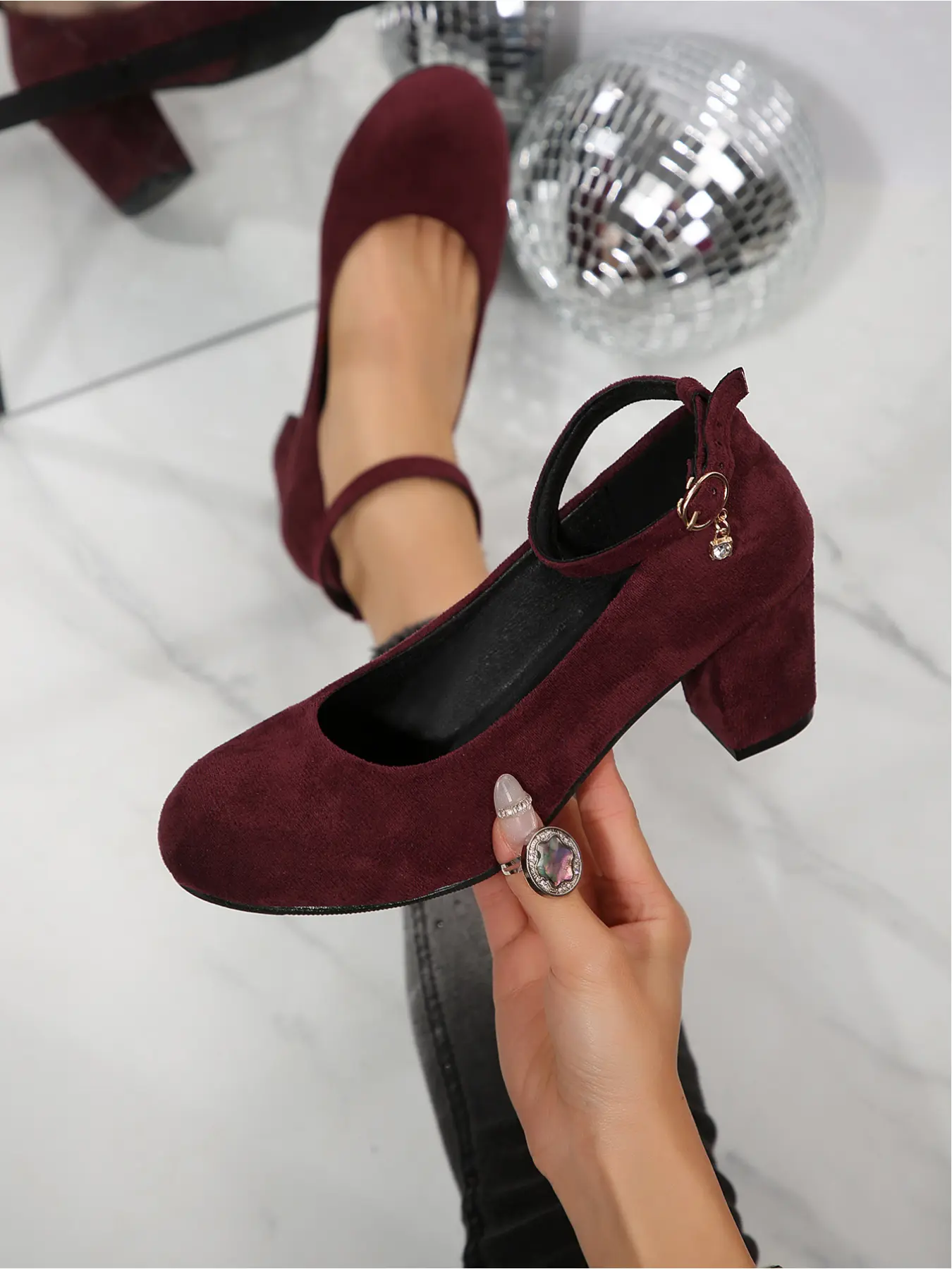 Women's Wide Fit Mary Jane Style Pumps Block Heel Adjustable Ankle Strap Buckle Classic Elegance Court Shoes Elegant Footwear Strap Heels Wide Feet