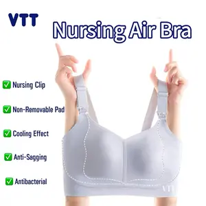 VTT Nursing Air Bra for Breastfeeding - Ultra Comfortable Maternity Bra Bralette Sleep Pregnancy Bra, Non-Removable Antibacterial Pads, Suitable for Nursing and Pregnant Mothers