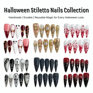Younique Nails Handmade Halloween Press-On Nails Reusable Durable Salon-Quality 10PCS 100% Handmade Press-On Nails Reusable Colorful Art Glossy Finish