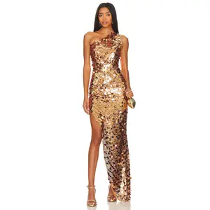 Bronx and Banco Farah One Shoulder Gown in Gold