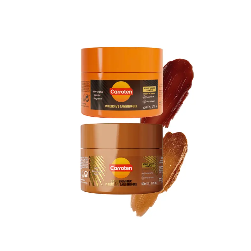 Travel Size Nourishing Intensive + Shimmer Tanning Gel Set - Moisturizer Body Care, Smooth Radiant Finish, 1.7 oz Each