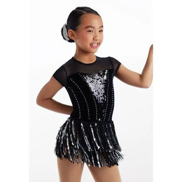 Pre-Owned Costume Weissman 14906 Medium Adult Silver Sequin Fringe Tap Jazz Sequin