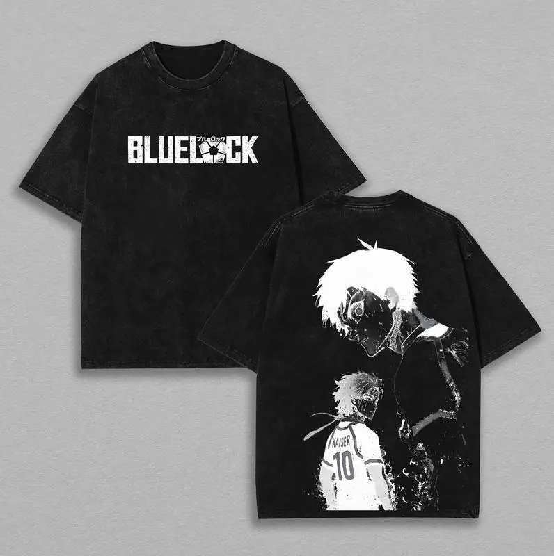 valentine shirts KAISER x ISAGI Blue Lock Anime Double Printed Vintage Washed Tee Unisex Oversize Anime Manga Washed Heavyweight Cotton T-shirt, Gift For Anime Fan, Anime Lover