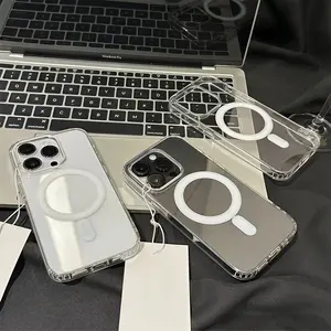 Premium Clear Acrylic Magnetic All-Round Protection Case Compatible with iPhone 17 Air, 16 Pro, 15, 14 Plus, 11, 13, 12 Pro Max