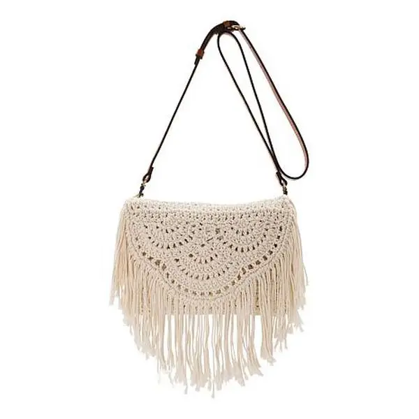 Patricia Nash Cannara Leather Trim Crochet Crossbody