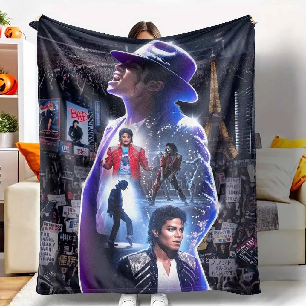 Pop Music Legend Flannel Blanket Concert Stage Collage Print Soft Warm Lightweight Cozy Throw for Sofa Bed Dorm Music Room Fan Gift Birthday Holiday Travel Decor