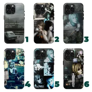 6 Styles Ver2 Silent Hill Collage Phone Case - Dark Horror Aesthetic, for fans ò spooky horror vibes fit iphone 16 pro max, 16 - SE, SS Galaxy