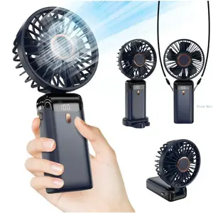 3 IN 1 Portable Hand Fan, 4000mAh USB Rechargeable Mini Fan, Foldable Design, Perfect for Travel, Outdoor & Summer Cooling