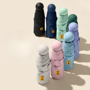 Mini Pocket Capsule Design, Compact Folding Umbrella - Manual Opening, UV Protection, Lightweight and Portable, Thickened Design, Lightweight, Convenient and Compact, Available in umbrella Easy to Carry for Travel Black umbrella