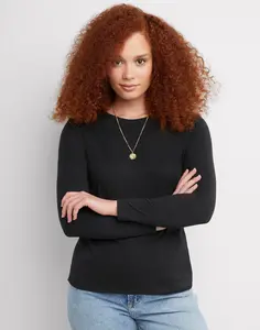 Hanes Women's Long Sleeve Cotton T-shirt O9133 Comfortable Fit Soft Stretch Crewneck Lightweight Top