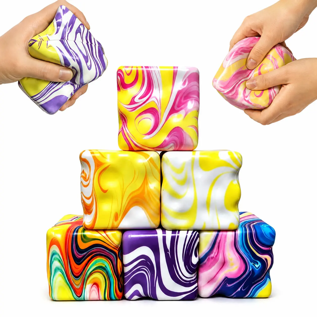 2 Packs Cheese Squishy, Cheese Block Slow Rising Squeeze Toy, Soft Sensory Stress Relief Fidget Toy, Halloween Party Favors & Gifts for Kids & Adults