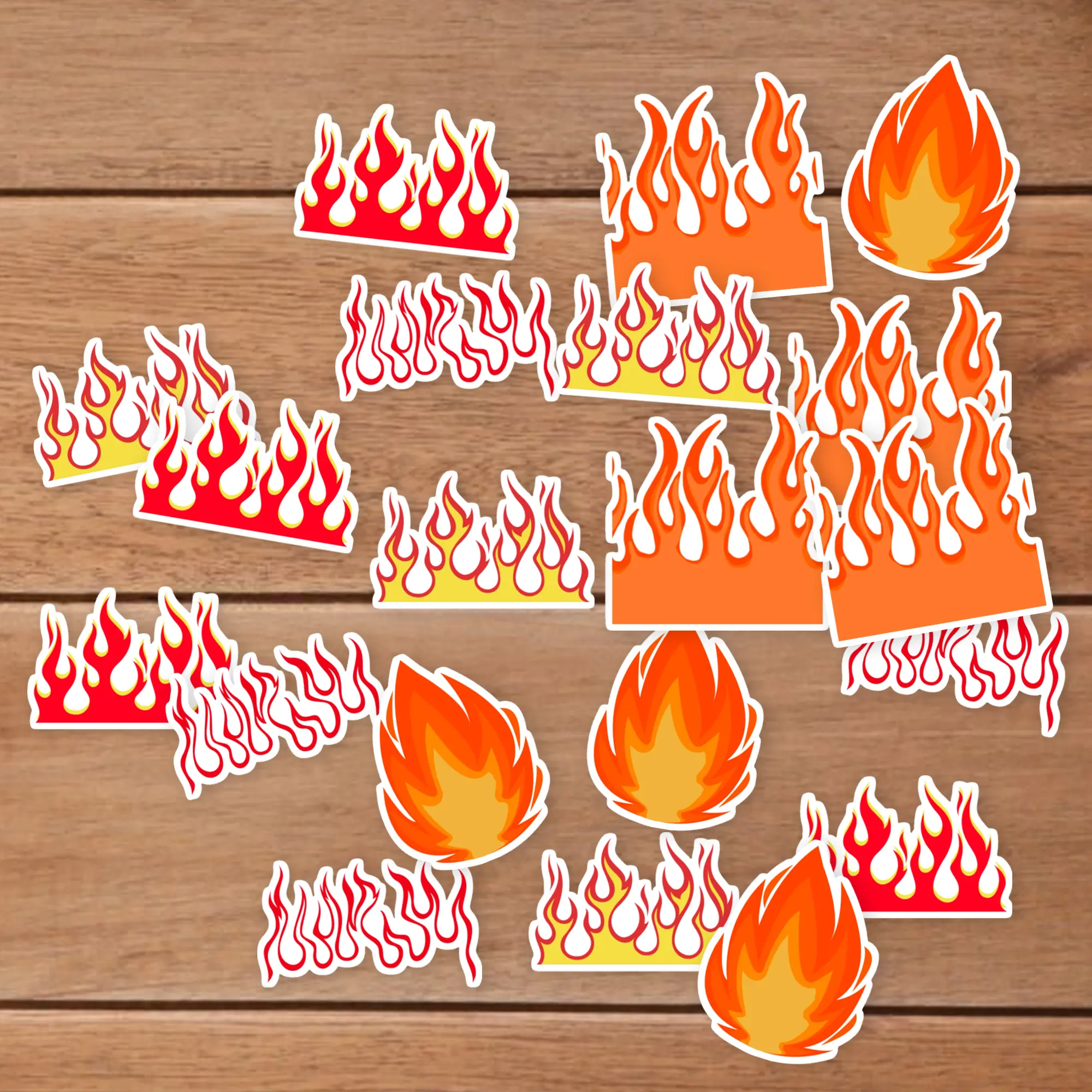 Stickers Pack 20 Pcs Fire Laptop Flames Bike Art Bottle Aesthetic Red Skateboard Colorful Waterproof Water Vinyl Luggage Guitar Car Bumper