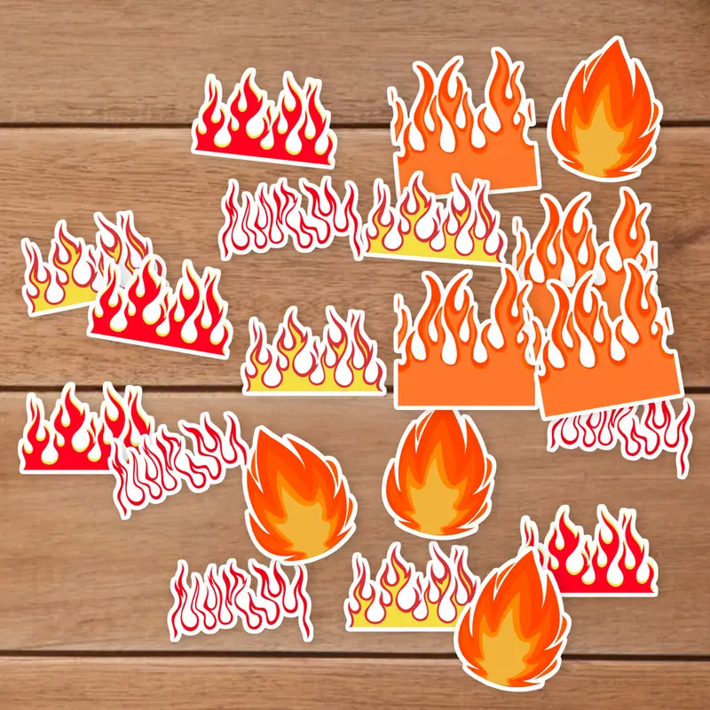 Stickers Pack 20 Pcs Fire Laptop Flames Bike Art Bottle Aesthetic Red Skateboard Colorful Waterproof Water Vinyl Luggage Guitar Car Bumper