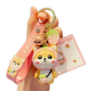 Pink Strawberry Shiba Inu Keychain Cute Dog Charm Accessory for Her Bag Keys or Purse Sweet Gift Idea for Stylish Women Durable Zinc Alloy Split Ring Multi Use