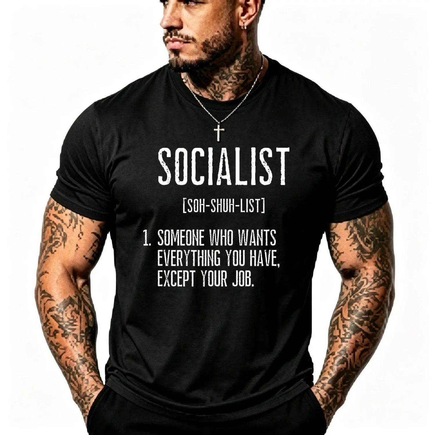Men's Short Sleeve T Shirts Funny Socialist Definition T Shirt AntiSocialist Theme Short Sleeve Round Neck Casual Style Humorous Liberal Clothing Suitable for Parties And Casual Attire Economists Politicians And Al
