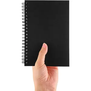 Blank Spiral Notebook, 1-Pack, Soft Cover, Sketch book, 100 Pages / 50 Sheets, 7.5 inch x 5.1 inch (Black)