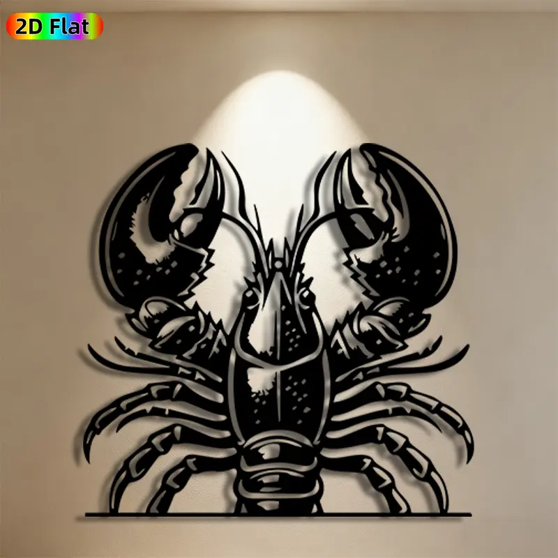 1pc Lobster Metal Wall Art,Lifelike Lobster Statue Mural, Ideal Gift for New Year, Christmas, Seafood & Coastal Decor Enthusiasts,  Metal Wall Decor Wall Sculptures, Perfect for Kitchen Wall & Garden Fence Wall, Vibrant Outdoor & Indoor Decor