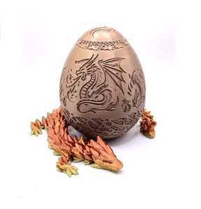 3D Printed Dragon Egg with Flexible Crystal Dragon | 12 Inch Fun Stress Relief Fidget  Toy - Fantasy Collectible Decor for Desk, Home & Office - Unique Gift for Kids & Adults
